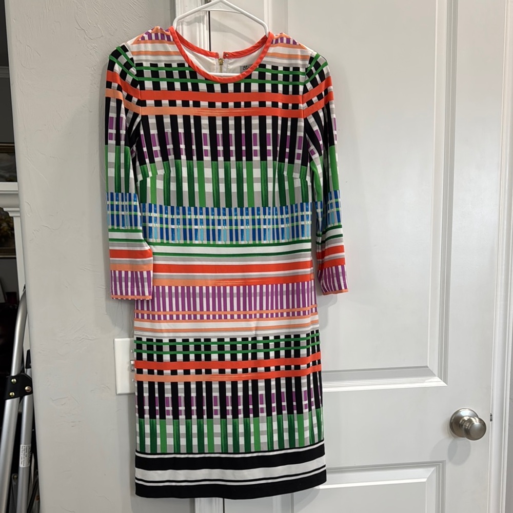 Eliza J Pink and Green Long Sleeve Sheath Dress
